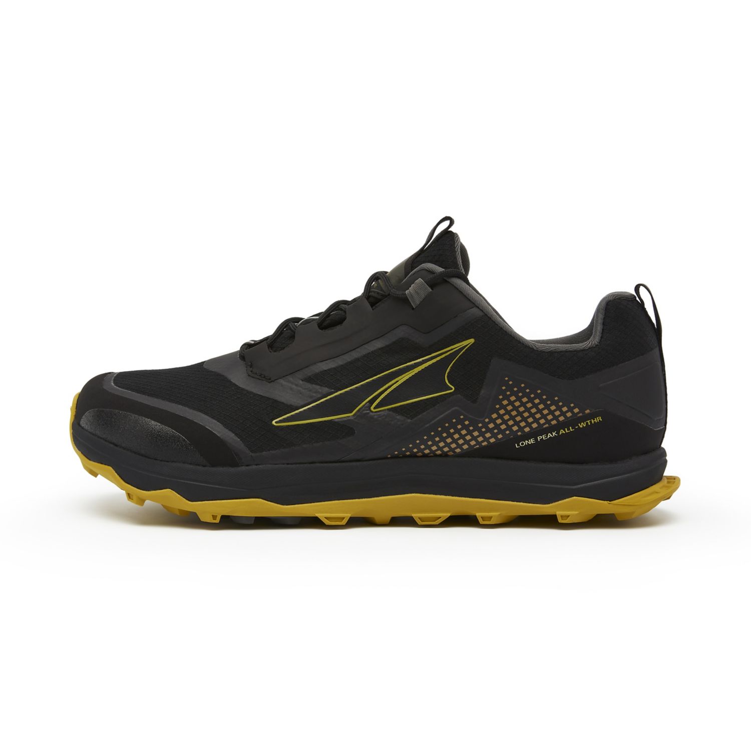 Altra Lone Peak All-wthr Low トレイルランニングシューズ メンズ 黒 黄色 | Japan-36147589